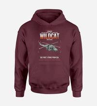 Thumbnail for Leonardo AW159 Wildcat HMA2 design on dark red double-side hoodie, single-side print