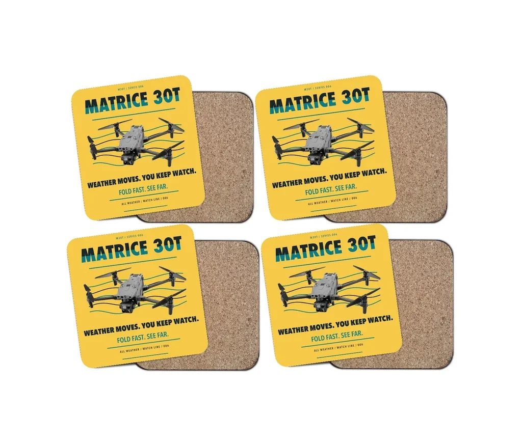 DJI Matrice 30T design on yellow 4 pieces set coaster