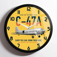 Thumbnail for C-47A Skytrain design on yellow framed wall clock