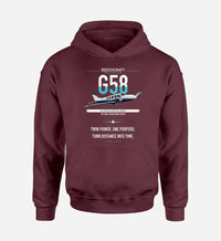 Thumbnail for Beechcraft Baron G58 design on dark red double-side hoodie, single-side print