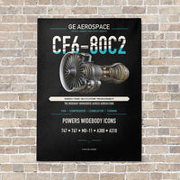 Thumbnail for CF6-80C2 vertical canvas print - no frame - black background
