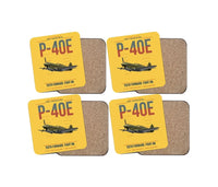 Thumbnail for P-40E Warhawk design on yellow 4 pieces set coaster
