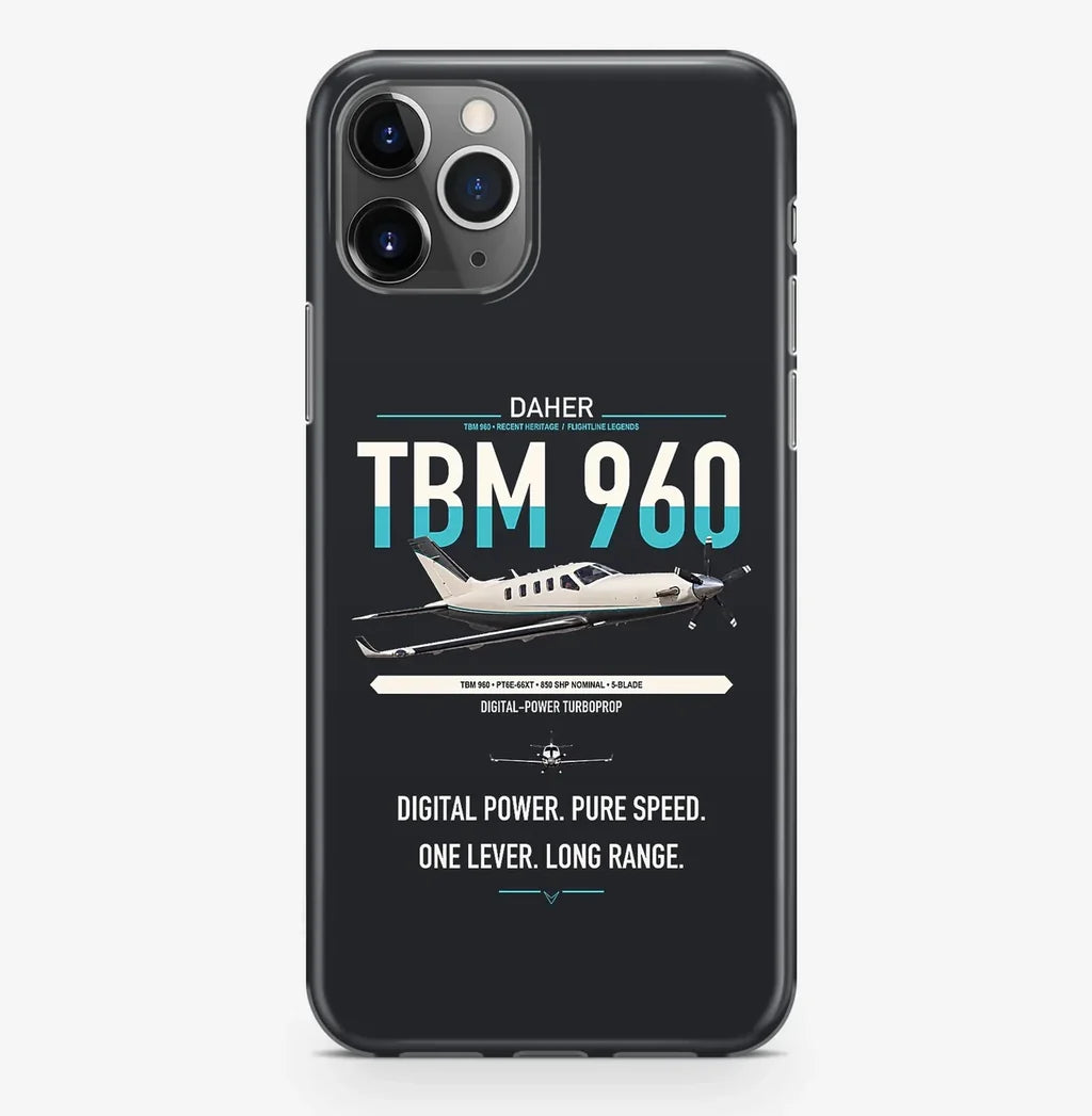 Daher TBM 960 design on black magsafe iphone case, for iPhone Pro Max