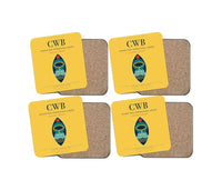 Thumbnail for Afonso Pena International Airport (CWB) design on yellow 4 pieces set coaster
