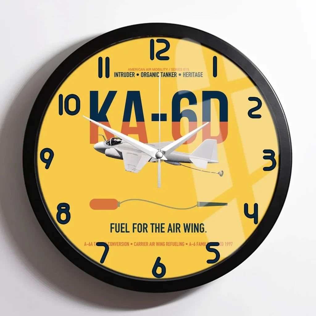 KA-6D Intruder design on yellow framed wall clock