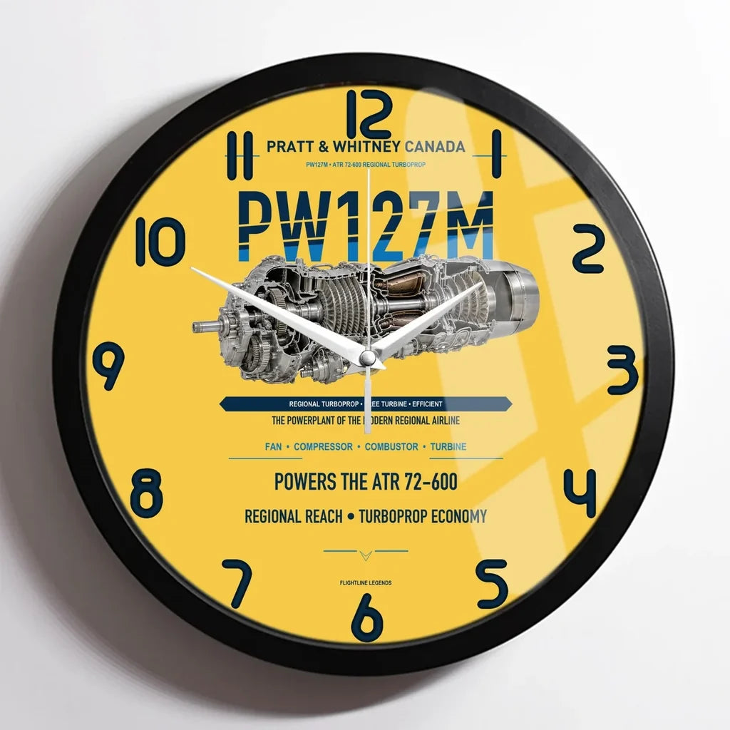 PW127M design on yellow framed wall clock