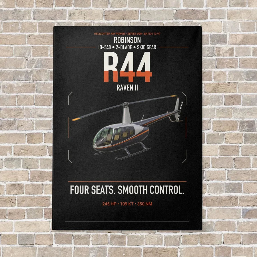 Robinson R44 Raven II vertical canvas print - no frame - black background