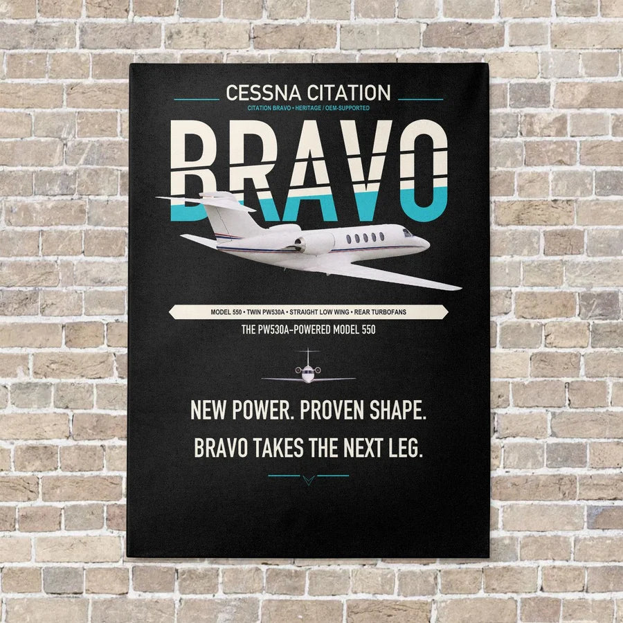 Cessna Citation Bravo vertical canvas print - no frame - black background