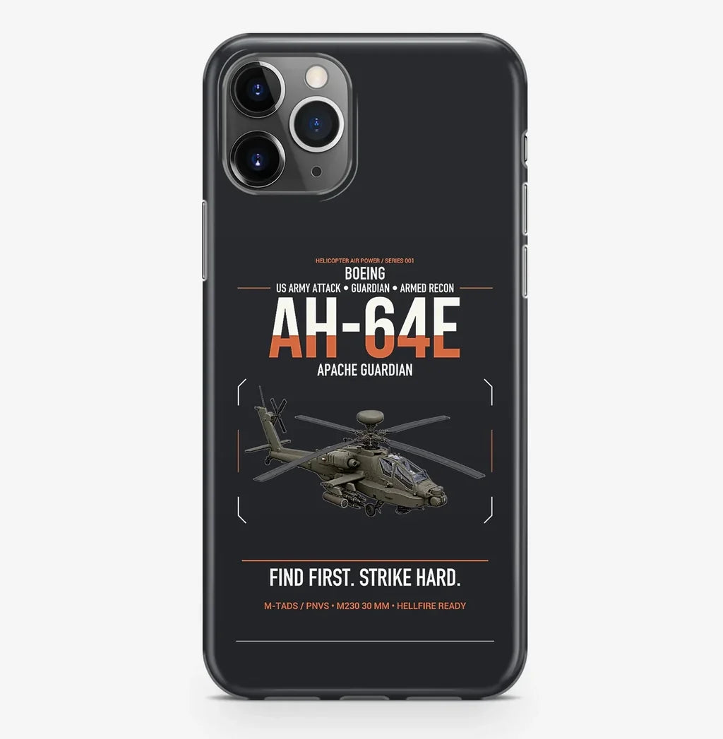 Boeing AH-64E Apache Guardian design on black magsafe iphone case, for iPhone Pro Max