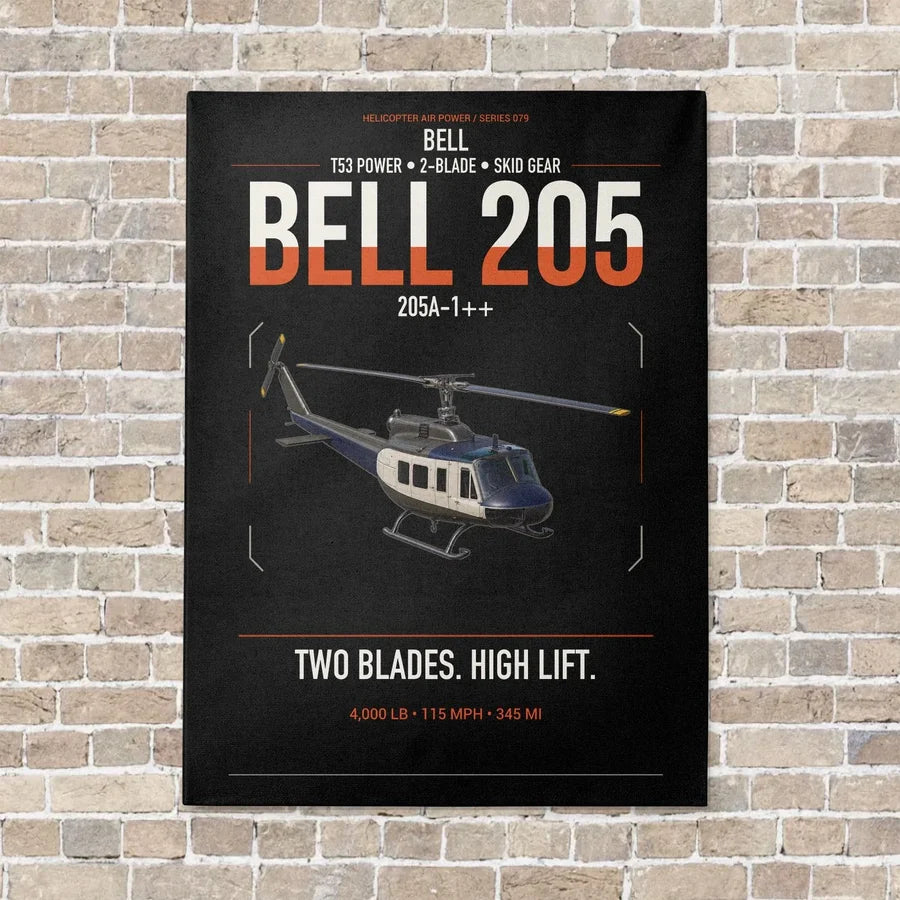 Bell 205A-1++ vertical canvas print - no frame - black background