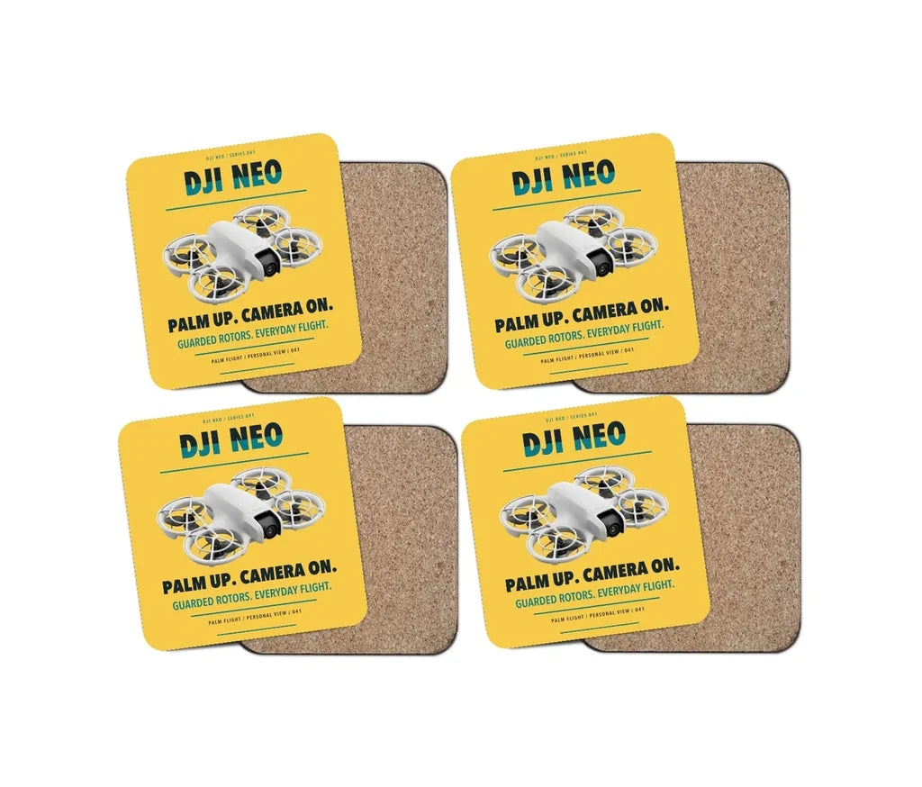 DJI Neo design on yellow 4 pieces set coaster