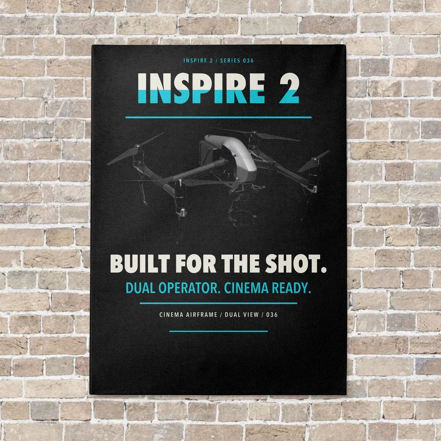 DJI Inspire 2 vertical canvas print - no frame - black background