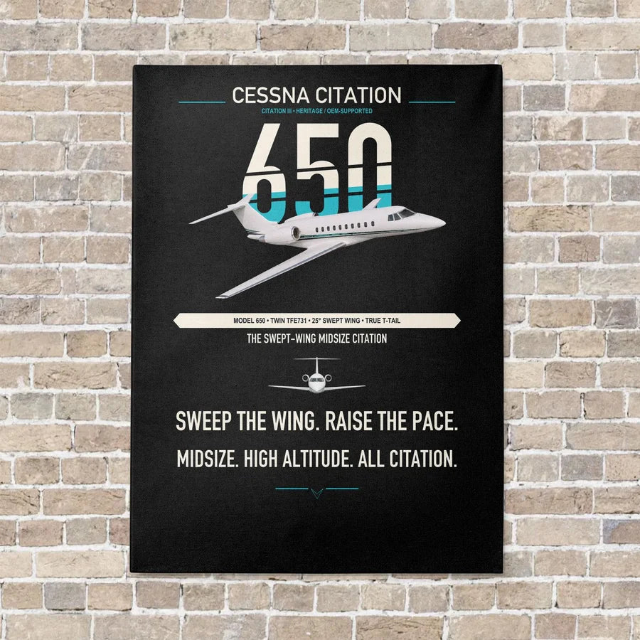 Cessna Citation 650 - Citation III vertical canvas print - no frame - black background