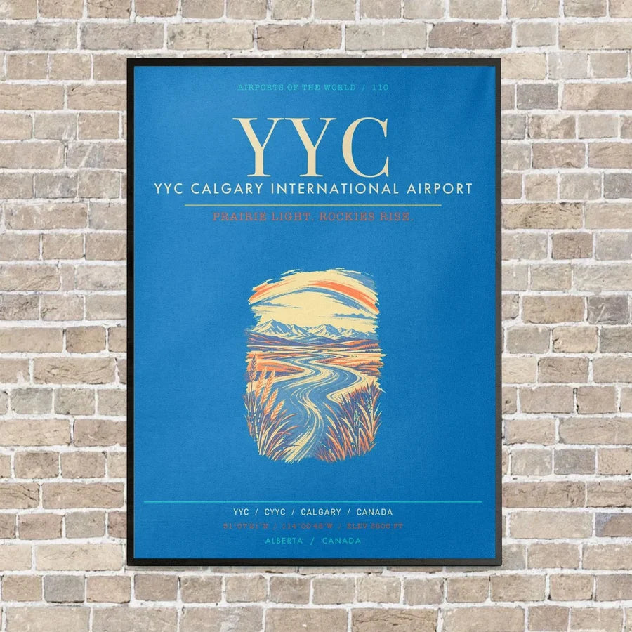 YYC Calgary International Airport - Canvas Framed - Turquoise