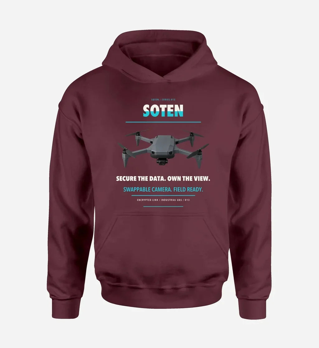 ACSL SOTEN design on dark red hoodie single side
