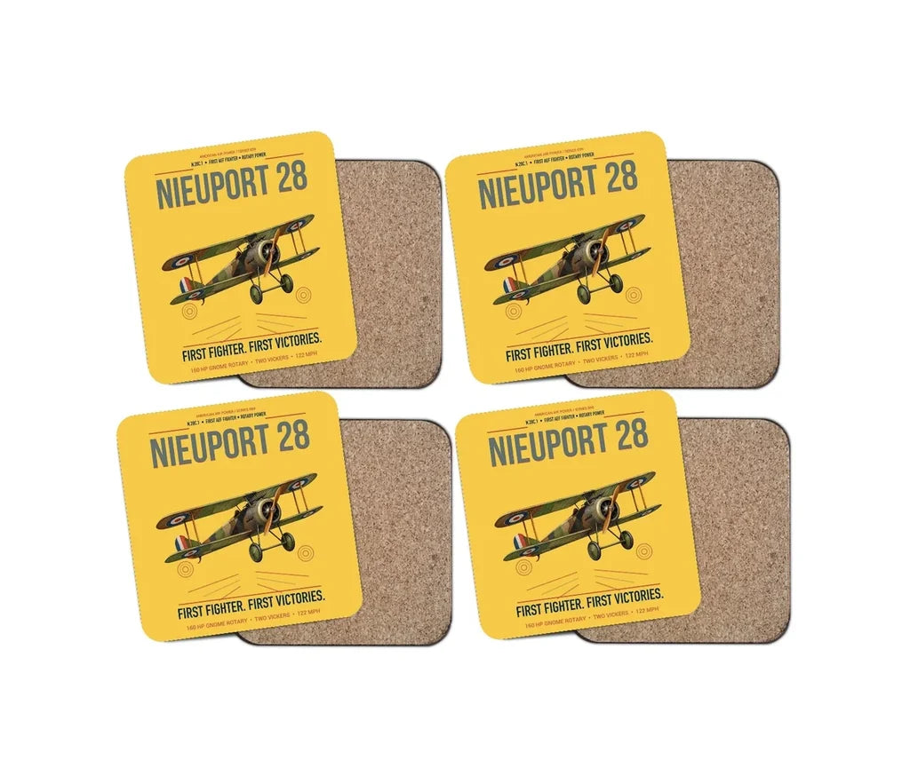 Nieuport 28C.1 design on yellow 4 pieces set coaster