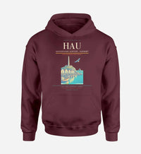 Thumbnail for Haugesund Airport, Karmøy (HAU) design on dark red hoodie single-side print