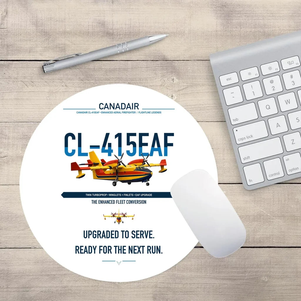 Canadair CL-415EAF design on white round mouse pad