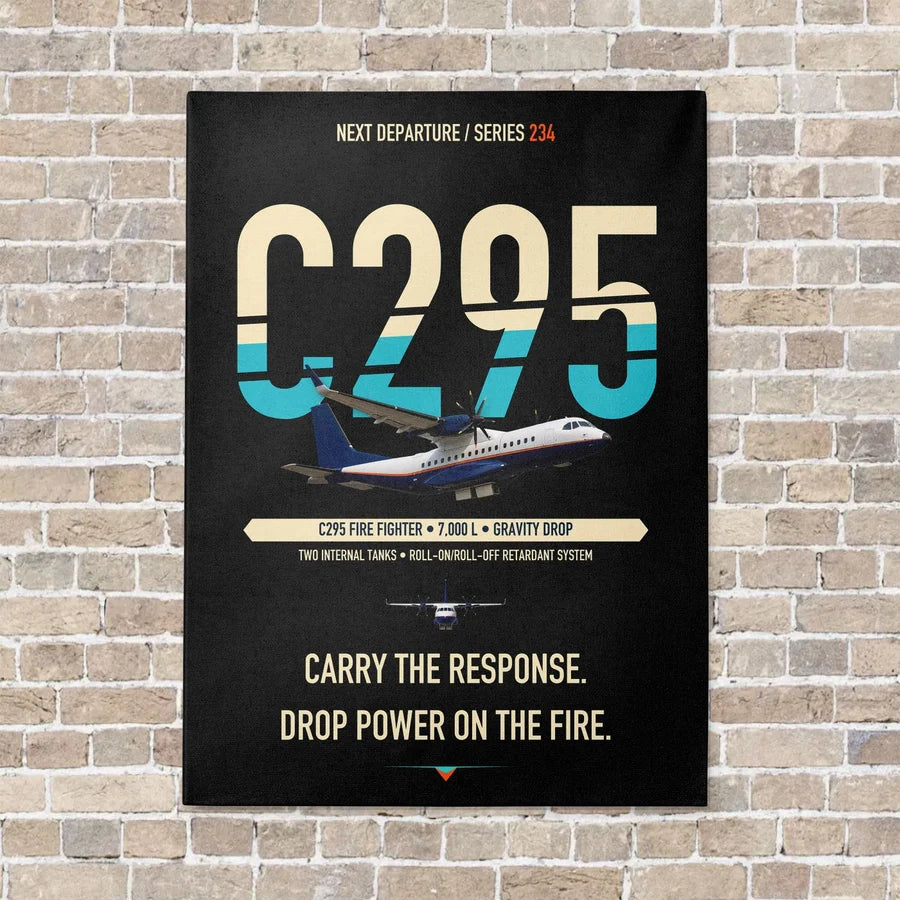Airbus C295 Firefighter vertical canvas print - no frame - black background