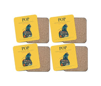 Thumbnail for Gregorio Luperón International Airport (POP) design on yellow 4 pieces set coaster