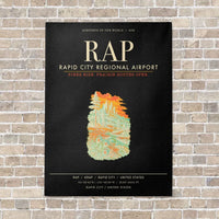 Thumbnail for Rapid City Regional Airport RAP vertical canvas print - no frame - black background