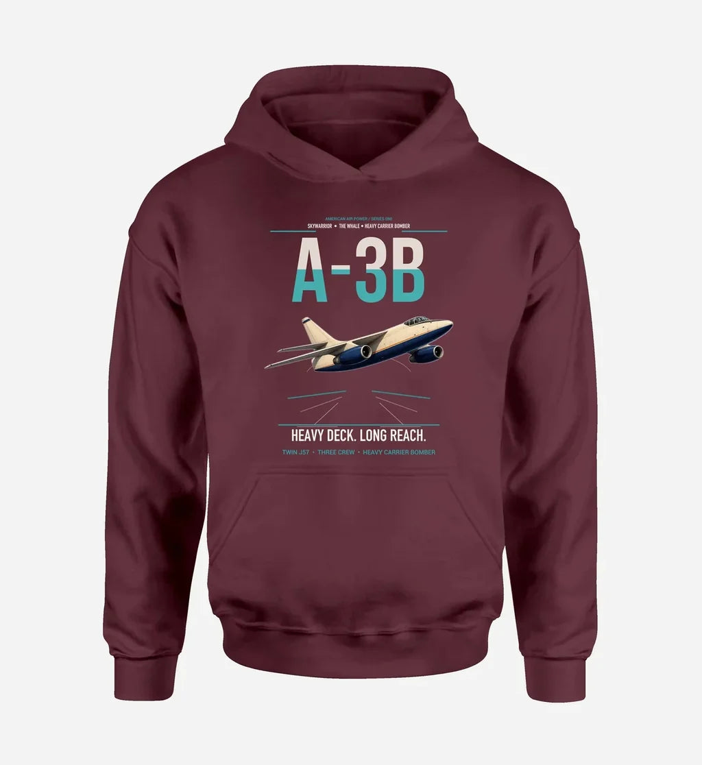A-3B Skywarrior design on dark red double-side hoodie