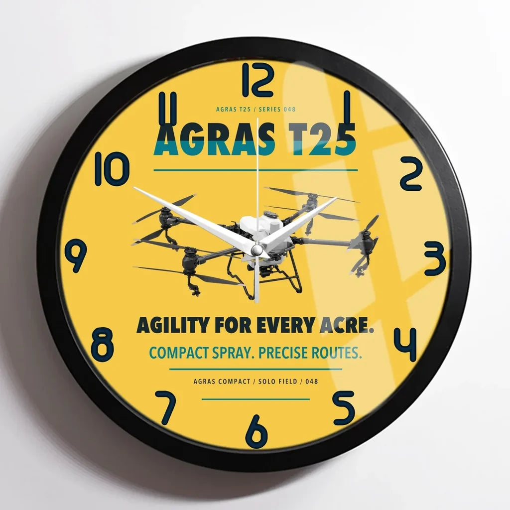 DJI Agras T25 design on yellow framed wall clock