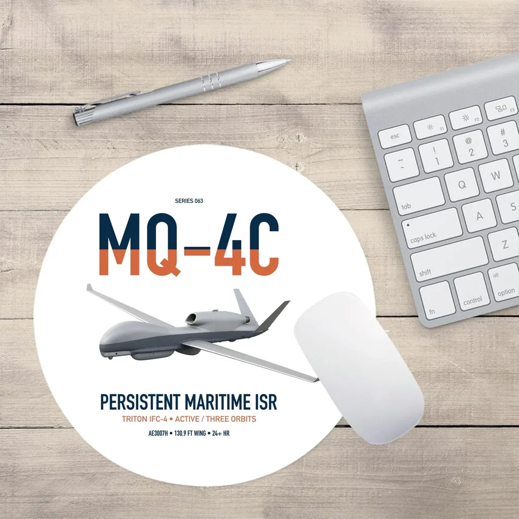 MQ-4C Triton IFC-4 design on white round mouse pad