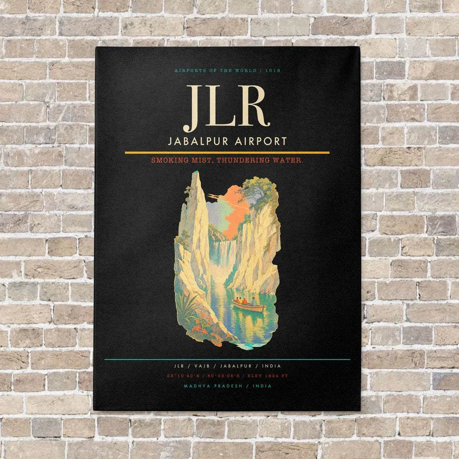 Jabalpur Airport JLR vertical canvas print - no frame - black background