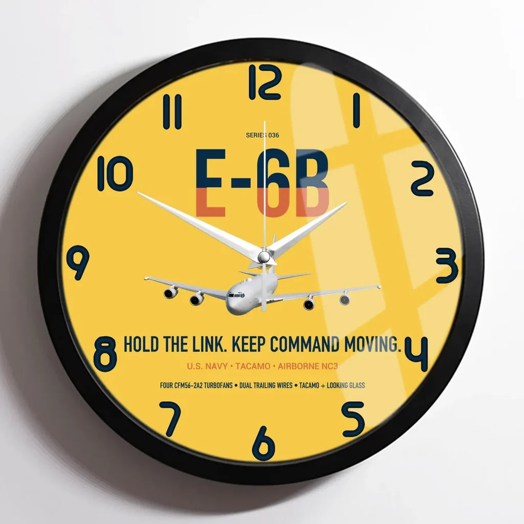 E-6B Mercury design on yellow framed wall clock
