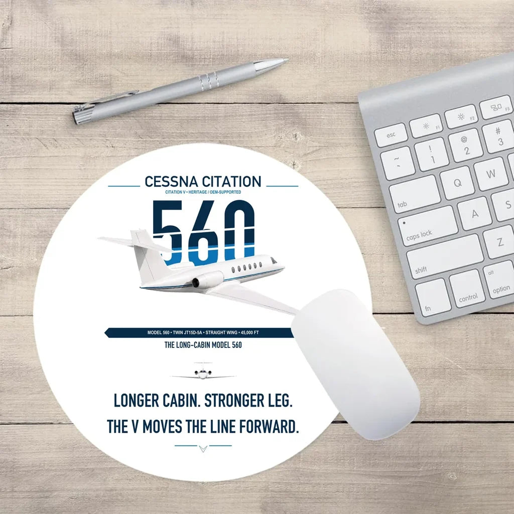 Cessna Citation 560 - Citation V design on white round mouse pad