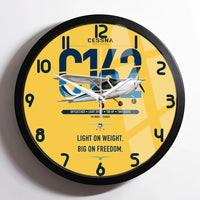 Thumbnail for Cessna 162 Skycatcher design on yellow framed wall clock