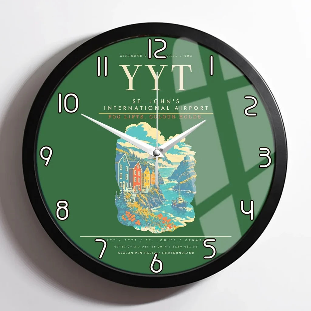 St. John's International Airport YYT Wall-Clock Framed - Green