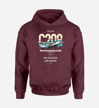 Thumbnail for Cessna 208 Caravan design on dark red double-side hoodie, single-side print