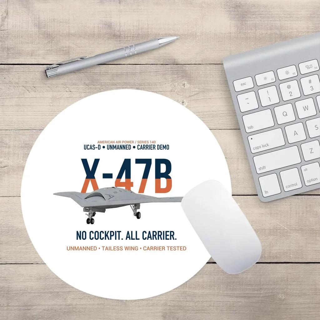X-47B UCAS-D Carrier Wing Without a Cockpit design on white round mouse pad