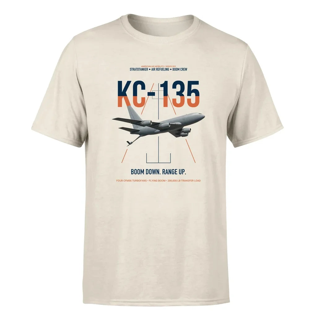 KC-135 STRATOTANKER design on beige double-side t-shirt, single-side print