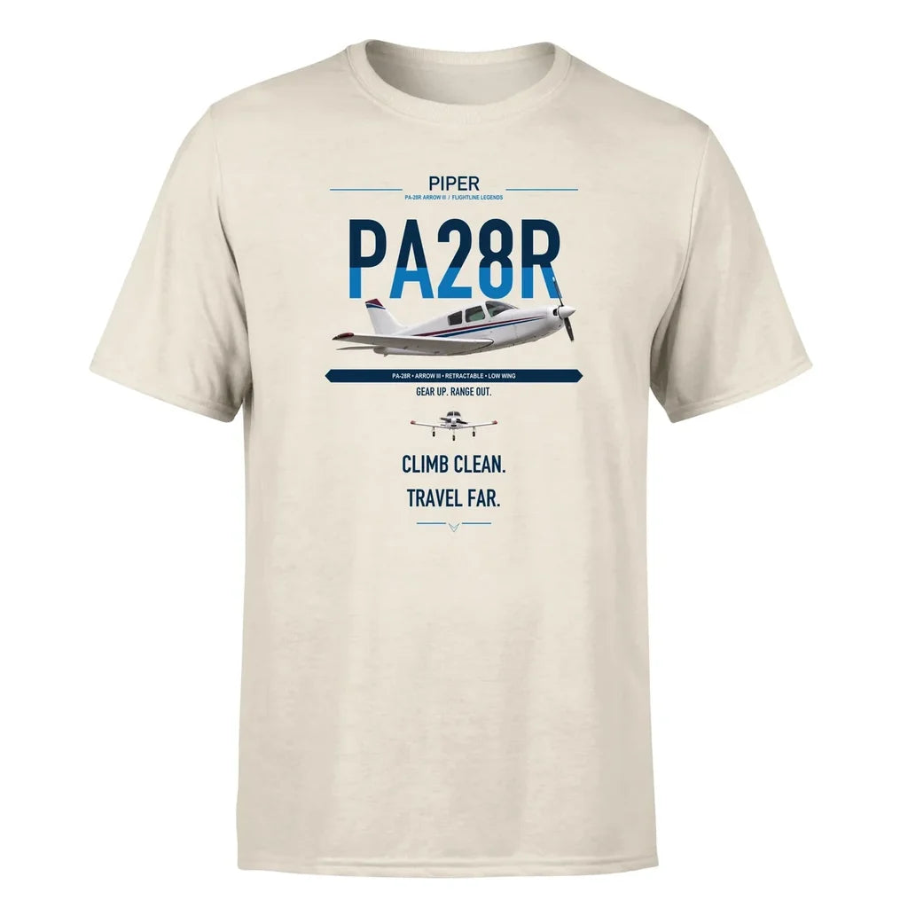 Piper PA-28R Arrow III design on beige t-shirt, single-side print