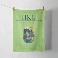 Thumbnail for Hong Kong International Airport (HKG) design on light green towel
