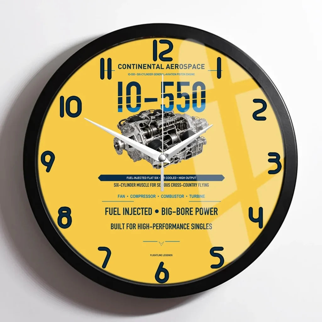 IO-550 design on yellow framed wall clock
