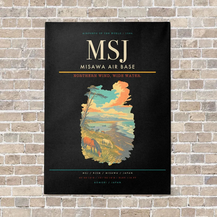 Misawa Air Base MSJ vertical canvas print - no frame - black background