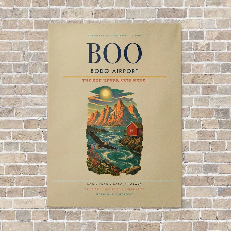 Bodø Airport BOO - Canvas No Frame - Beige