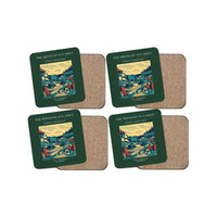 Thumbnail for The Midnight Sun Shift - Designed Coasters design on dark green 4-pieces-set
