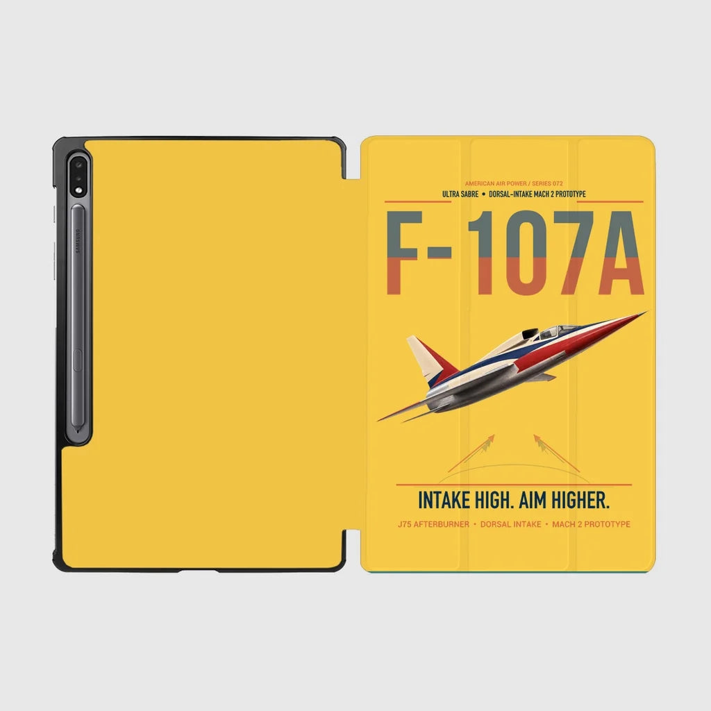 F-107A Ultra Sabre design on yellow samsung tablet tablet case