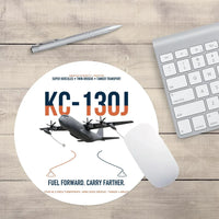 Thumbnail for KC-130J SUPER HERCULES design on white round mouse pad