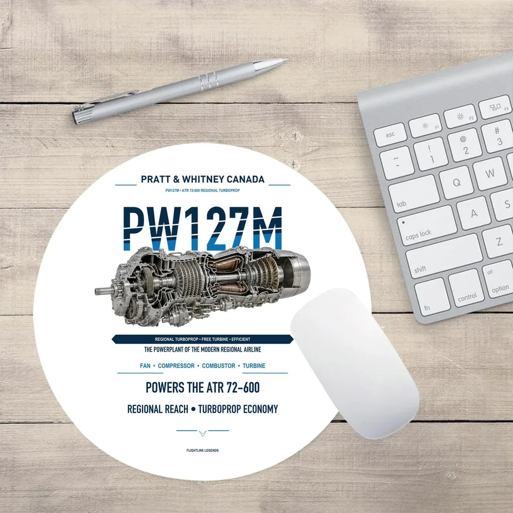PW127M design on white round mouse pad
