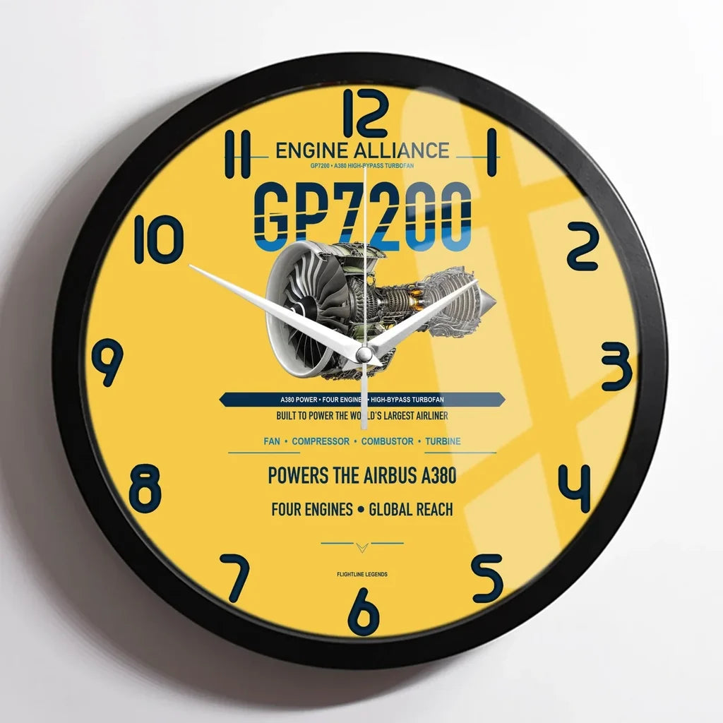 GP7200 design on yellow framed wall clock
