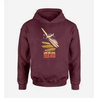 Thumbnail for SIGNAL 587 - Low And Level Fields Ahead design on dark red hoodie single side