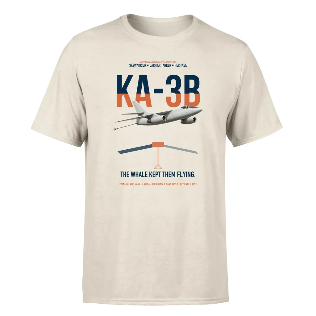 KA-3B Skywarrior design on beige double-side t-shirt, single-side print