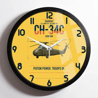 Thumbnail for Sikorsky CH-34C Choctaw design on yellow framed wall clock