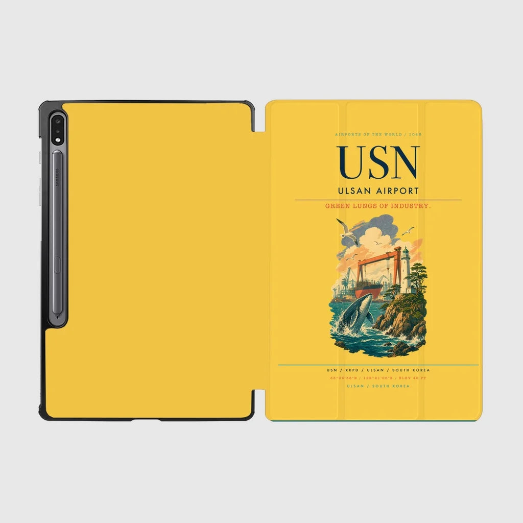 Ulsan Airport (USN) design on yellow samsung tablet tablet case